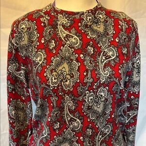 St. John's Bay Red and Black Paisley Sweater